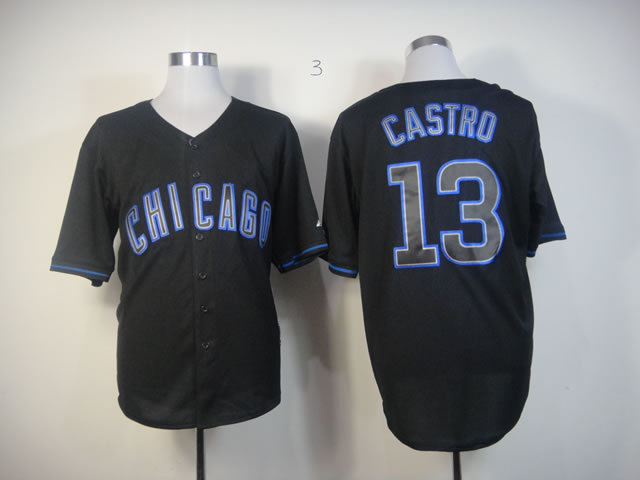 Men Chicago Cubs #13 Castro Black MLB Jerseys